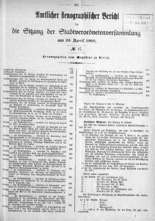No. 17, 23. April 1908