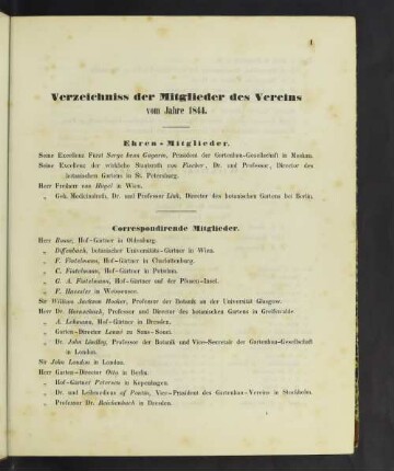 Verzeichniss der Mitglieder des Vereins vom Jahre 1844.