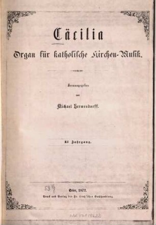 Cäcilia : Organ für katholische Kirchenmusik. 11, 11. 1872
