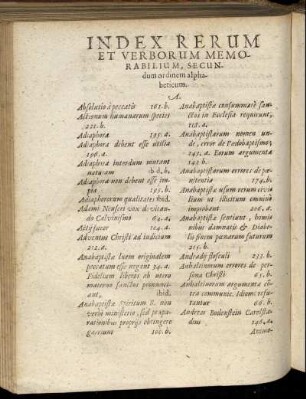 Index Rerum Et Verborum Memorabilium, Secundum ordinem alphabeticum.