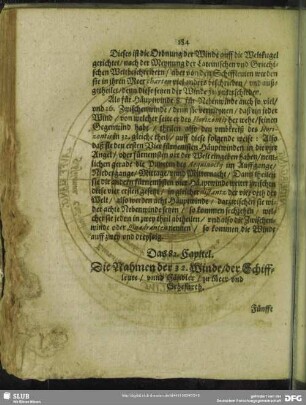 Das 82. Capitel. Die Nahmen der 32 Winde, der Schiffleute, unnd Händler, zu Meer und Sehefarth