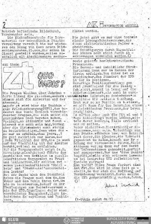 Quo Vadis? : zum Thema