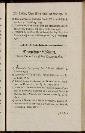 Dreyzehnter Abschnitt. Vom Seewesen und der Hydrographie.