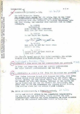 Drehbuch (Auszug), mit handschriftlichen Korrekturen von Artur Brauner