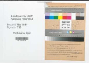 Entnazifizierung Karl Von Pechmann , geb. 04.01.1884 (Oberst)