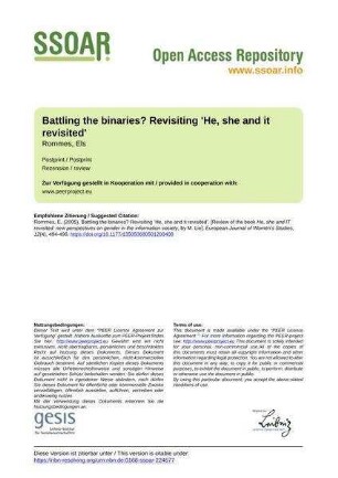 Battling the binaries? Revisiting 'He, she and it revisited'