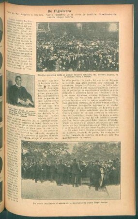 De inglaterra : Visita de Mr. Asquith a Irlanda. Nuevo miembro de la corte de justicia. Manifestación contra Lloyd George.