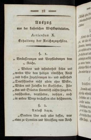 58-112 Auszug aus der kaiserlichen Wahlkapitulation