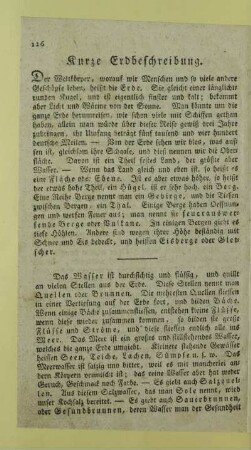 Kurze Erdbeschreibung