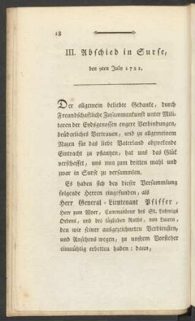 III. Abschied in Surse. den 9ten July 1781.