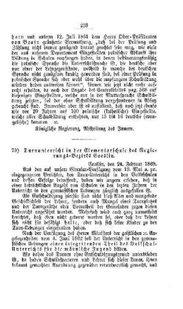 Turnunterricht in der Elementarschule des Regierungs-Bezirks Coeslin : [V. Elementarschulwesen]