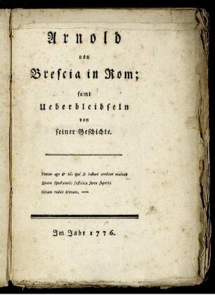 Arnold von Brescia in Rom : samt Ueberbleibseln von seiner Geschichte