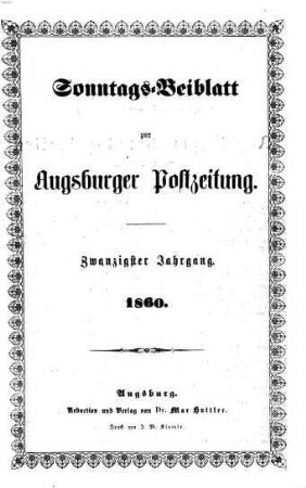 Augsburger Sonntagsblatt. 1860