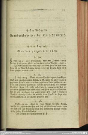 Erster Abschnitt. Grundwahrheiten der Epipedometrie