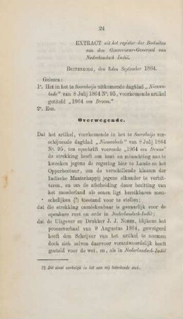 Extract uit het register der besluiten van den gouverneur-generaal van Nederlandsch Indie. Buitenzorg, den 3den September 1864