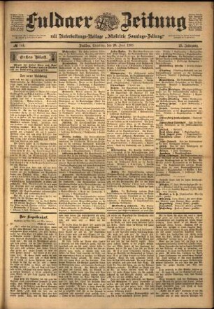 Erste Ausgabe vom Dienstag, den 28. Juni 1898.