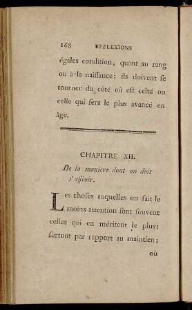 Chapitre XII. De la maniere dont on doit s`asseoir.