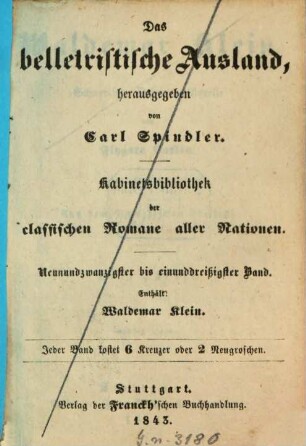 Waldemar Klein : schwedische Original-Novelle