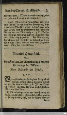 Neuntes Hauptstück. Von dem Syntaxe, der Wortfügung, oder dem Gebrauche der Wörter