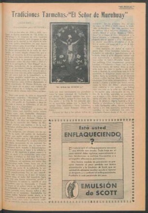 Tradiciones tarmeñas. = "El Señor de Muruhuay"