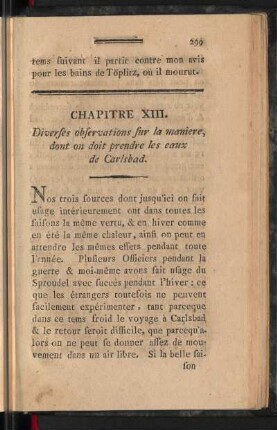 Chapitre XIII. Diverses observations sur la maniere, dont on doit prendre les eaux de Carlsbad