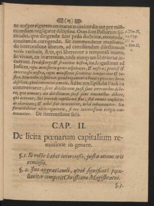 Cap. II. De licita poenarum capitalium remissione in genere.