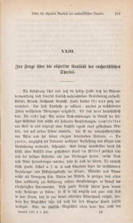241-268 Zur Frage über die objective Realität der eucharistischen Species