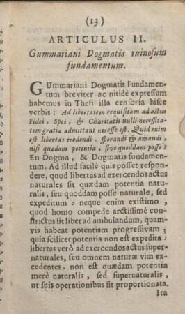 Articulus II. Gummariani Dogmatis ruinosum fundamentum.