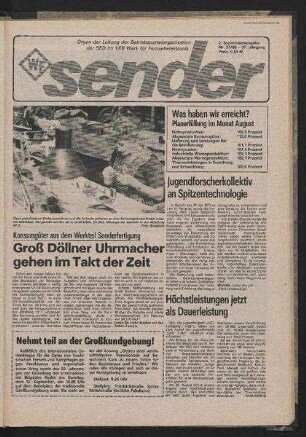 Betriebszeitung 'WF-Sender', Nr.37/1986 (2. Septemberausgabe 1986)