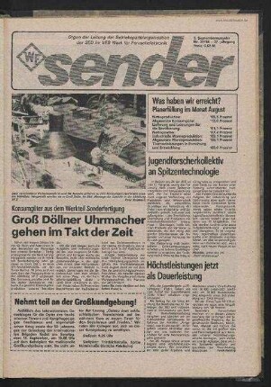 Betriebszeitung 'WF-Sender', Nr.37/1986 (2. Septemberausgabe 1986)