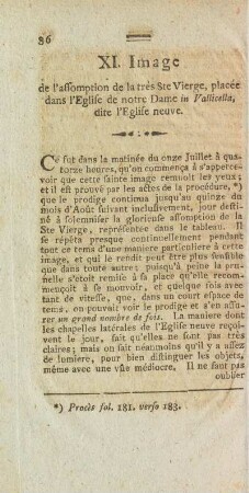 XI. Image de l'assomption de la trés Ste Vierge, placée dans l'Eglise de notre Dame in Vallicella, ....