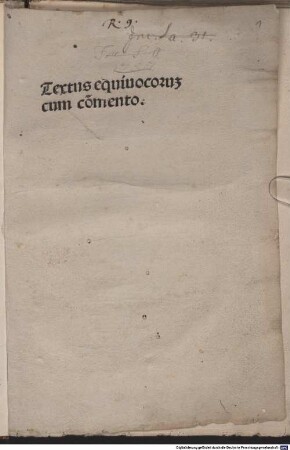 Aequivoca : mit Kommentar