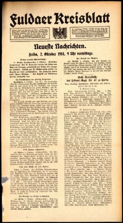 Zweite Ausgabe vom Freitag, den 02. Oktober 1914.