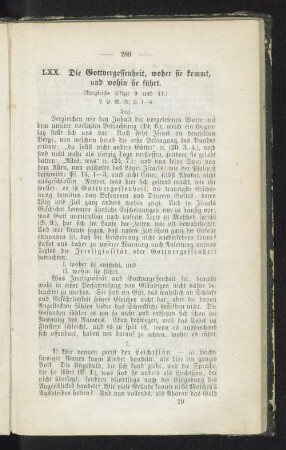 LXX. Die Gottvergessenheit, woher sie kommt, und wohin sie führt.