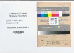 Entnazifizierung Hansheinrich Roeckner , geb. 08.06.1911 (Justizbeamter)