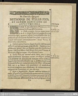 Methodus De Stellis Fixis, Et Earum Agnitione Ex Aspectu Coeli