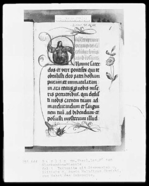 Glockendon-Missale — Initiale S, darin Halbfigur Christi, Folio 1recto