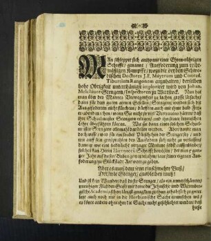 Man schleppet sich anitzo mit einer Ehren-rührigen Schrifft/ ... [u. a.]