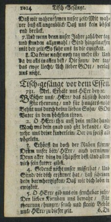 Tisch-gesänge vor dem Essen.