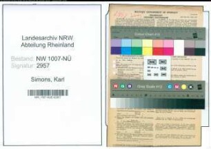 Entnazifizierung Karl Simons , geb. 02.11.1914 (Kaufmann)