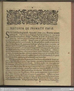 Historia De Primatu Papae