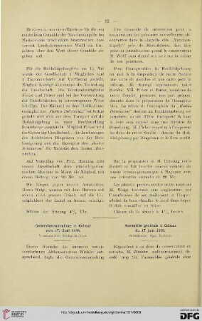 Generalversammlung in Colmar vom 17. Juni 1908 / Assemblée générale à Colmar du 17 juin 1908