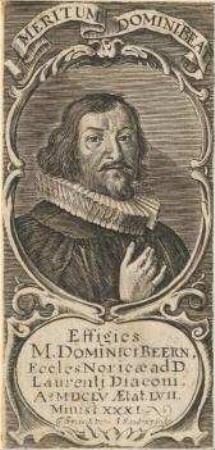 M. Dominicus Beer (Bär, Ursinus);. geb. 10.04.1598 in Velden; gest. 31.07.1663 in Nürnberg