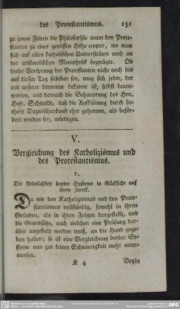 V. Vergleichung des Katholizismus und des Protestantismus