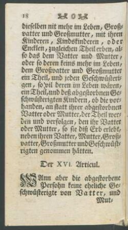 Der XVI. Articul