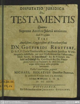 Disputatio de testamentis