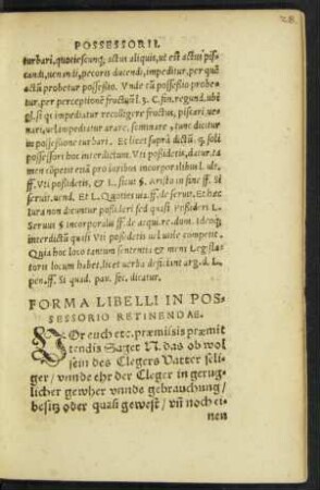 Forma Libelli In Possessorio Retinendae.