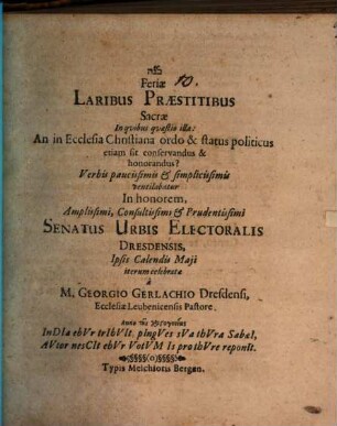Feriae laribus praestitibus sacrae
