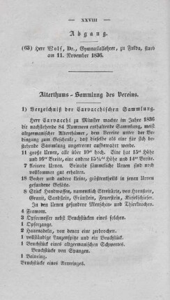 Alterthums-Sammlung des Vereins.
