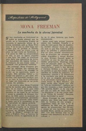Mona Freeman - la muchacha de la eterna juventud : Repostería de Hollywood